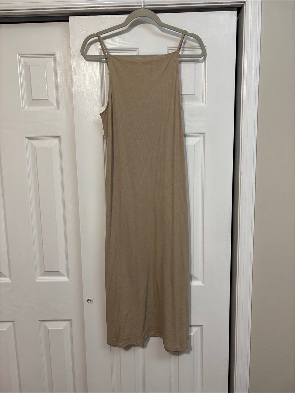 Old Navy Tan Midi Ribbed Dress